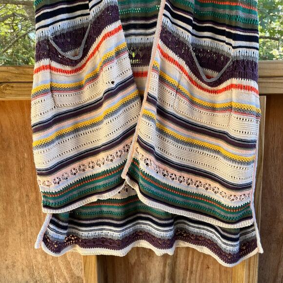 Democracy Women's Colorful Sleeveless Striped Longline Open Cardigan Size 2X - Picture 3 of 8